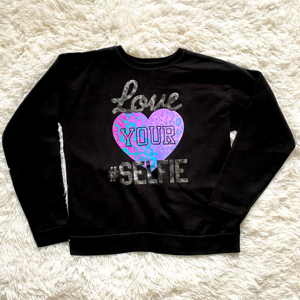 Girls sweatshirt Love NEW Hanes heart leopard print sz xl